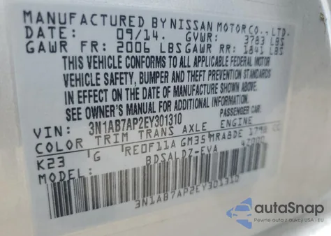 2014 Nissan Sentra S из США, поврежденный, VIN 3N1AB7AP2EY301310